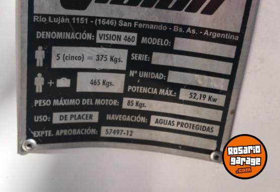 Embarcaciones - LANCHA VISIÓN 460 2015 – MERCURY 60 HP – POWER TRIM – TRAILER - En Venta