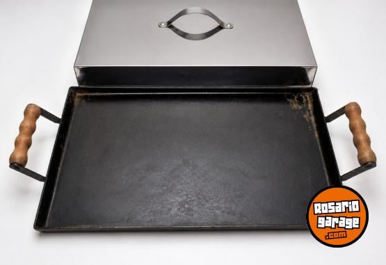 Hogar - Plancha bifera y azadera de hierro 50cm por 28 por 8 con tapa de acero inoxidable HASTA 6,7K DE AZADO - En Venta