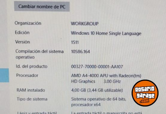 Informática - REMATO PC COMPLETA EXCELENTE WIFI-WEBCAM-MONITOR-CENTRO- - En Venta