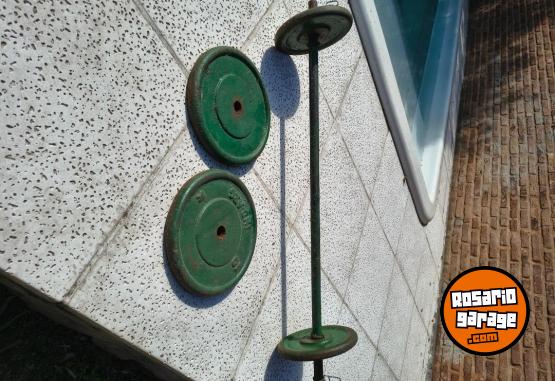 Deportes - pesas, barra, con 4 discos - En Venta