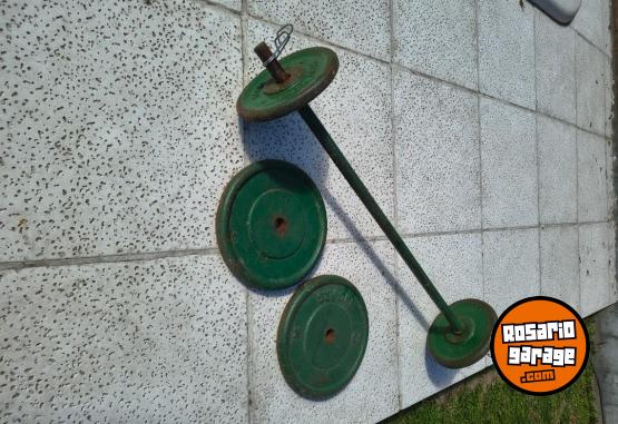 Deportes - pesas, barra, con 4 discos - En Venta
