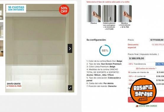 Hogar - Cortinas Roller Black Out + Screen - En Venta