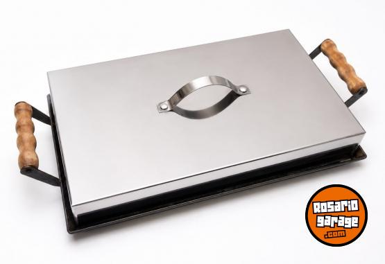 Hogar - Plancha bifera y azadera de hierro 50cm por 28 por 8 con tapa de Acero inoxidable - En Venta