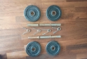 Deportes - Excelente Par de Mancuernas Cromadas y Moleteadas Macizas con Topes y 12 Kg de Discos de Fundición - En Venta