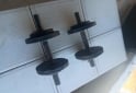 Deportes - Excelente Par de Mancuernas Macizas con Topes y 8 Discos de Fundici�n - En Venta