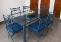 Hogar - Juego De Comedor Mesa + 8 Sillas - Hierro Y Vidrio - Dise�o - En Venta