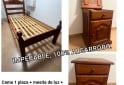 Hogar - LEER Cama 1 pza + mesita luz + baile ruta algarrobo macizo sin detalles! - En Venta