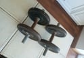 Deportes - Excelente Par de Mancuernas Macizas con Topes y 20 Kg de Discos de Fundici�n - En Venta