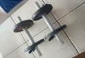 Deportes - Excelente Par de Mancuernas Macizas con Topes y 10 Kg de Discos de Fundición - En Venta